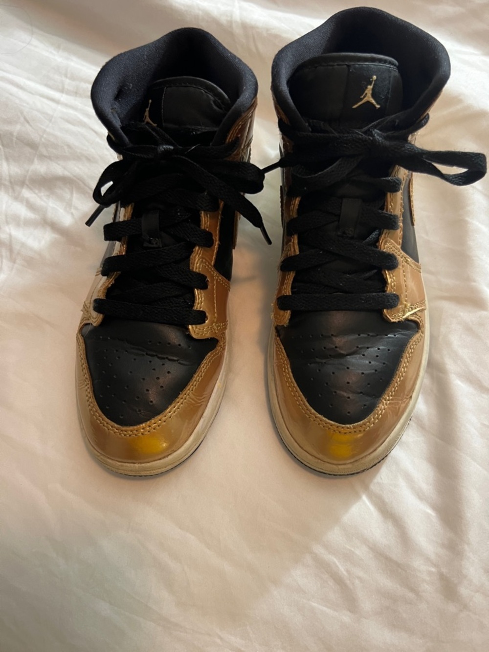 Nike Mid-Top Sneakers in Metallic Gold and Black - Picture 4 of 5